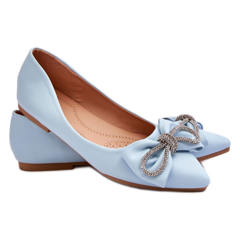 WS1 Eleganti Ballerine Con Fiocco E Strass Blue One Time