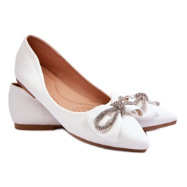 WS1 Eleganti Ballerine Con Fiocco E Strass Bianchi Una Volta bianca
