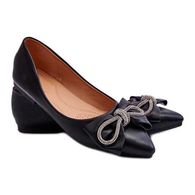 WS1 Eleganti Ballerine Con Fiocco E Gioielli Black One Time nero