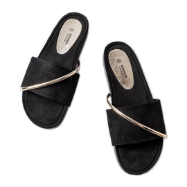 Infradito nere con applicazione Plainfield oro nero