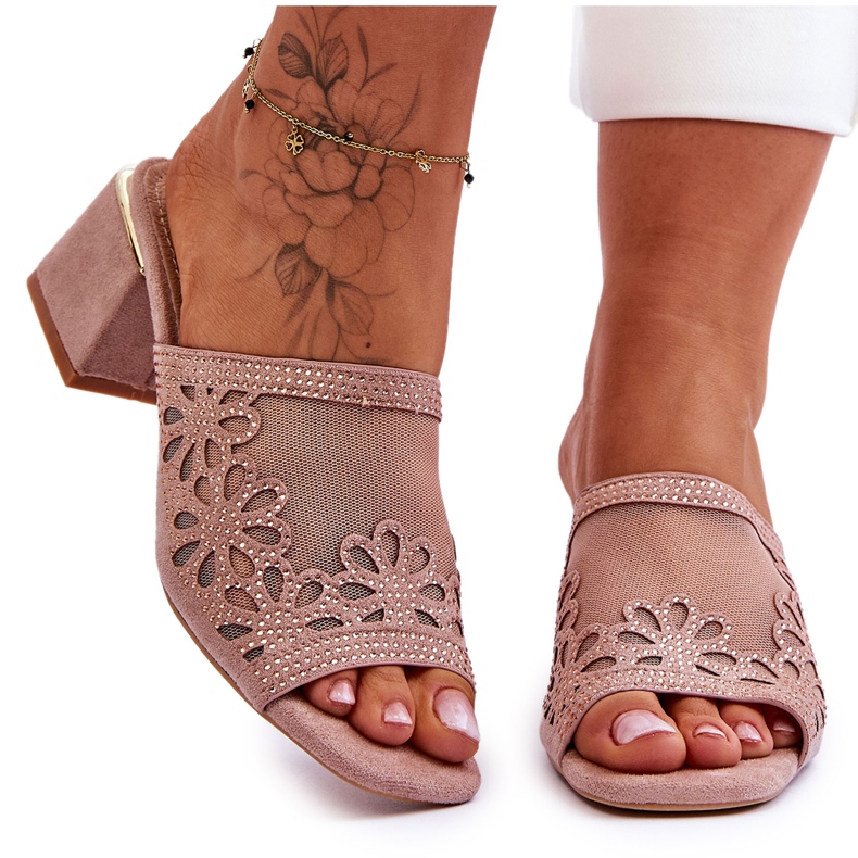 S.Barski Tacchi da donna con mesh e zirconi S. Barski KV-612-1 beige