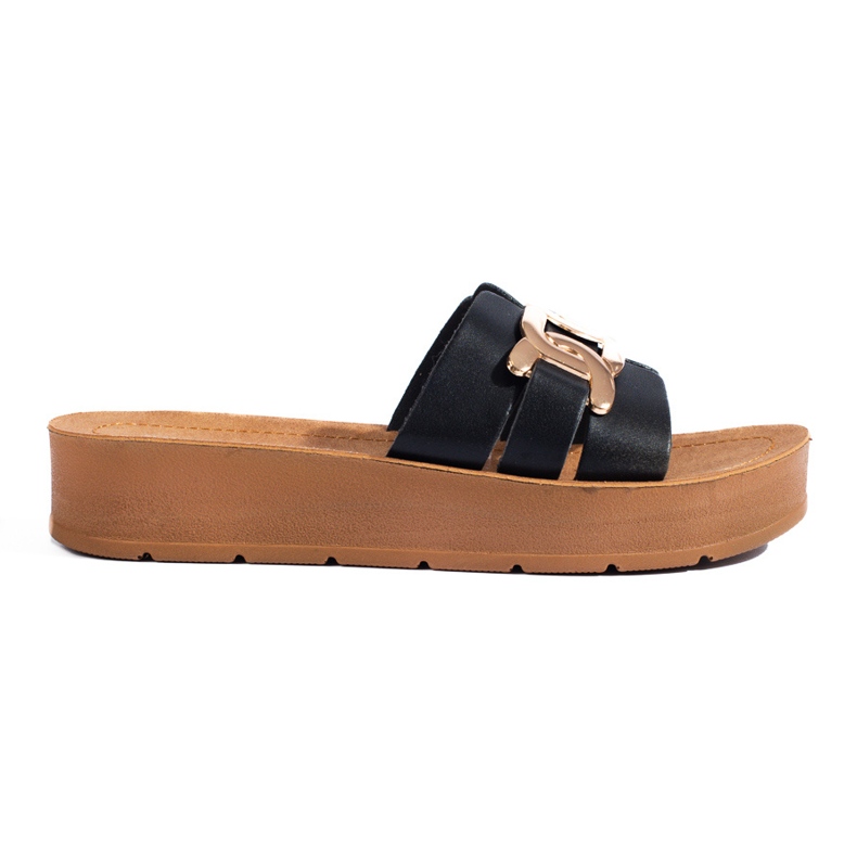 Pantofole nere da donna con plateau Shelovet nero