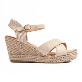 Sandalo espadrillas con zeppa da donna beige Shelovet