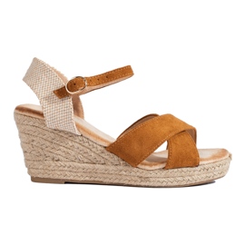 Sandali con zeppa espadrillas da donna marroni Shelovet marrone