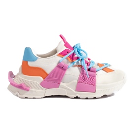 Sneakers multicolori da donna su suola spessa Shelovet bianca