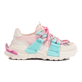 Sneakers multicolori da donna su suola spessa Shelovet rosa