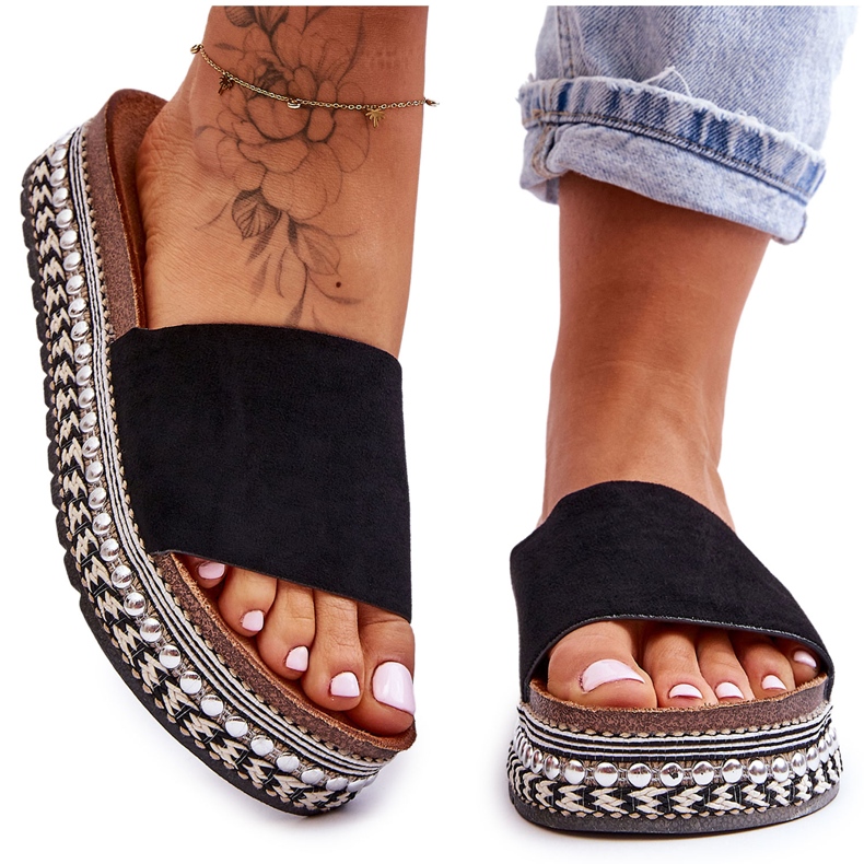 WR1 Pantofole da donna in camoscio liscio nero Hayen