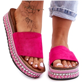 WR1 Pantofole da donna in camoscio liscio fucsia Hayen rosa