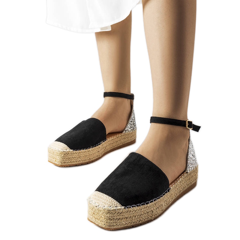 Espadrillas nere con inserto glitterato di Myasia nero