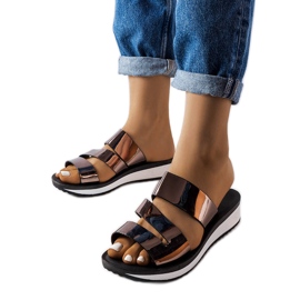 Pantofole Tilde laccate argento marrone