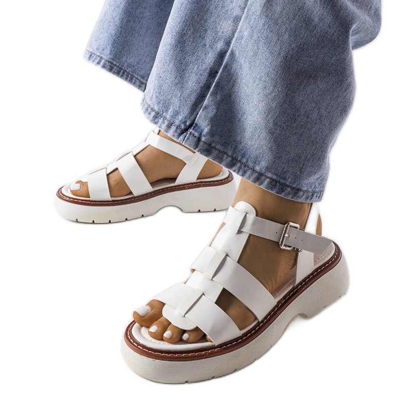 Sandali bianchi Lola con plateau bianca
