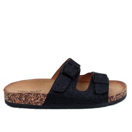 Pantofole Alexa in sughero nero glitterato