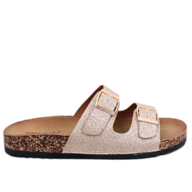 Pantofole in sughero con glitter oro Alexa d'oro