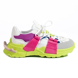 Sneakers multicolori da donna su suola spessa Shelovet bianco