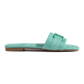 Pantofole da donna in camoscio verde Shelovet
