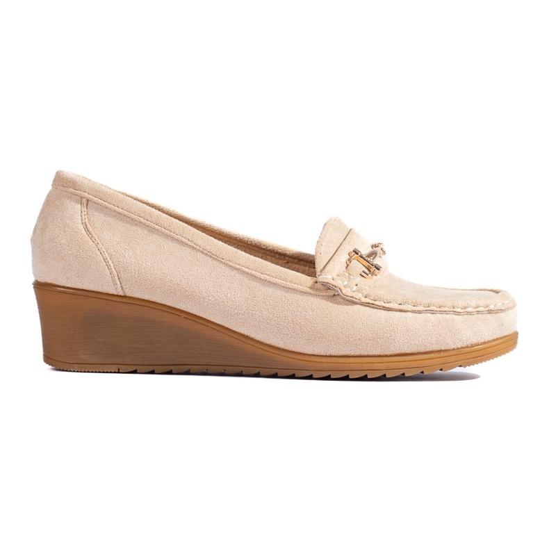 Mocassini con zeppa in camoscio da donna Shelovet beige