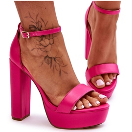 Sandali in pelle su tacco alto e plateau Pink Sky Dream rosa