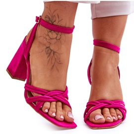 Classici sandali con tacco in pelle scamosciata Bernett fucsia rosa