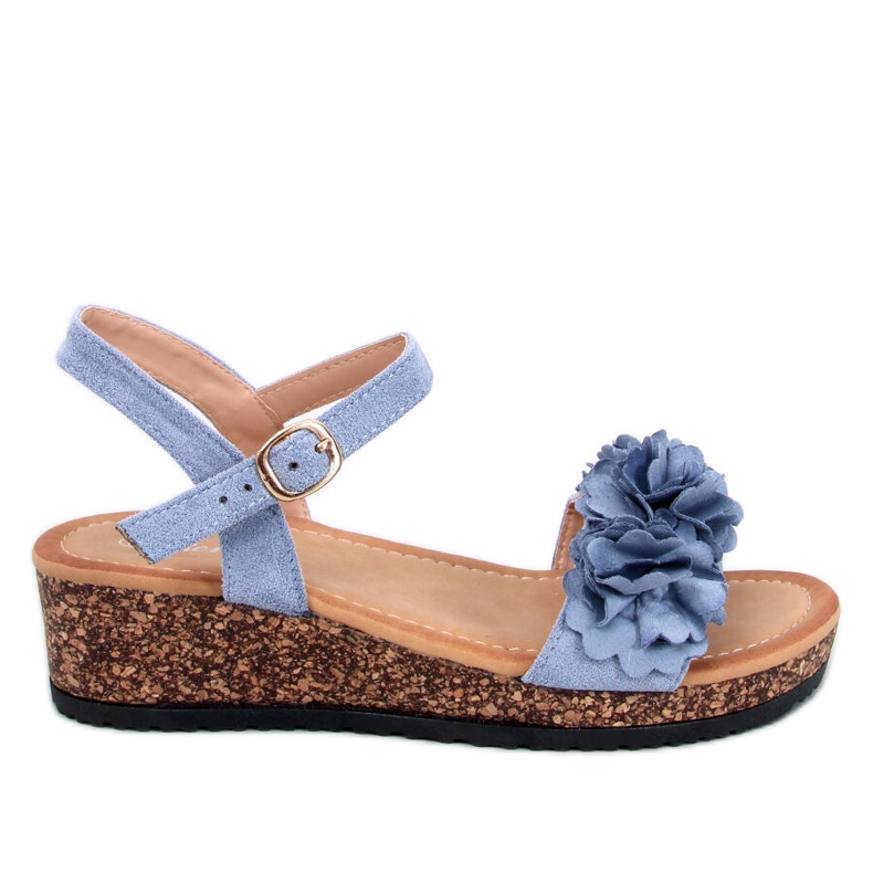 Sandali con zeppa con fiori Pionter Blue