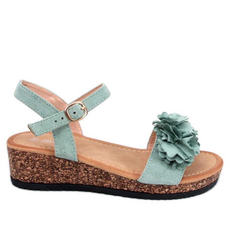 Sandali con zeppa con fiori Pionter Green verde