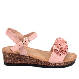 Sandali con zeppa con fiori Pionter Pink rosa