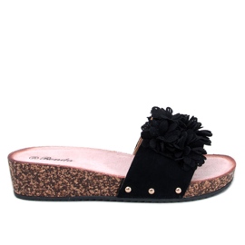 Sandali con zeppa con fiori di Galia Black nero