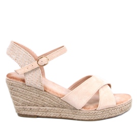 Sandalo espadrillas beige Willa con zeppa