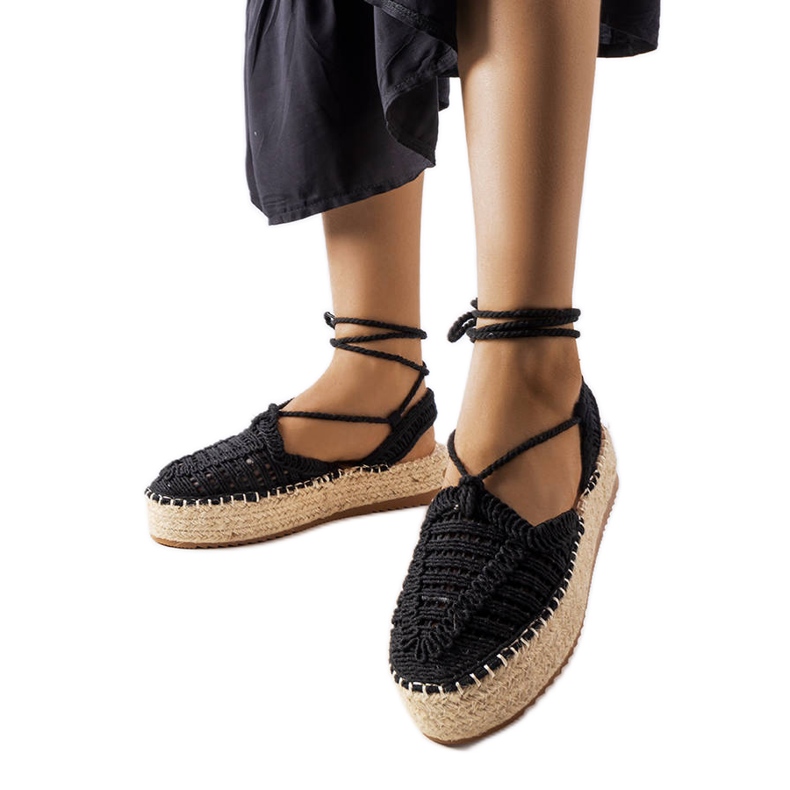 Espadrillas stringate nere di Partenia nero