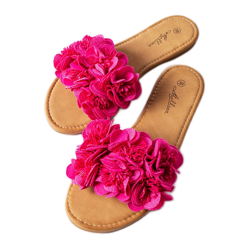 Pantofole Alfrida rosa con fiori