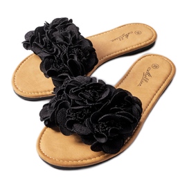 Pantofole nere con fiori di Alfrida nero