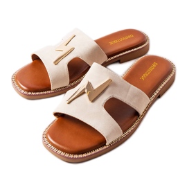 Ciabatte piatte beige di Leyra