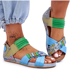 Sandali In Pelle Con Guardolo Maciejka 03375-34 Blu