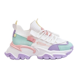PS1 Scarpe da ginnastica calzino senza lacci da donna bianche/viola Keaton bianca