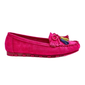 PS1 Mocassino In Camoscio Con Fiocco E Frange Fucsia Dorine rosa