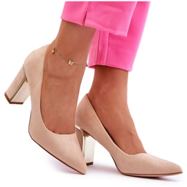 Décolleté Classiche Con Tacco In Pelle Scamosciata Beige Elizabeth