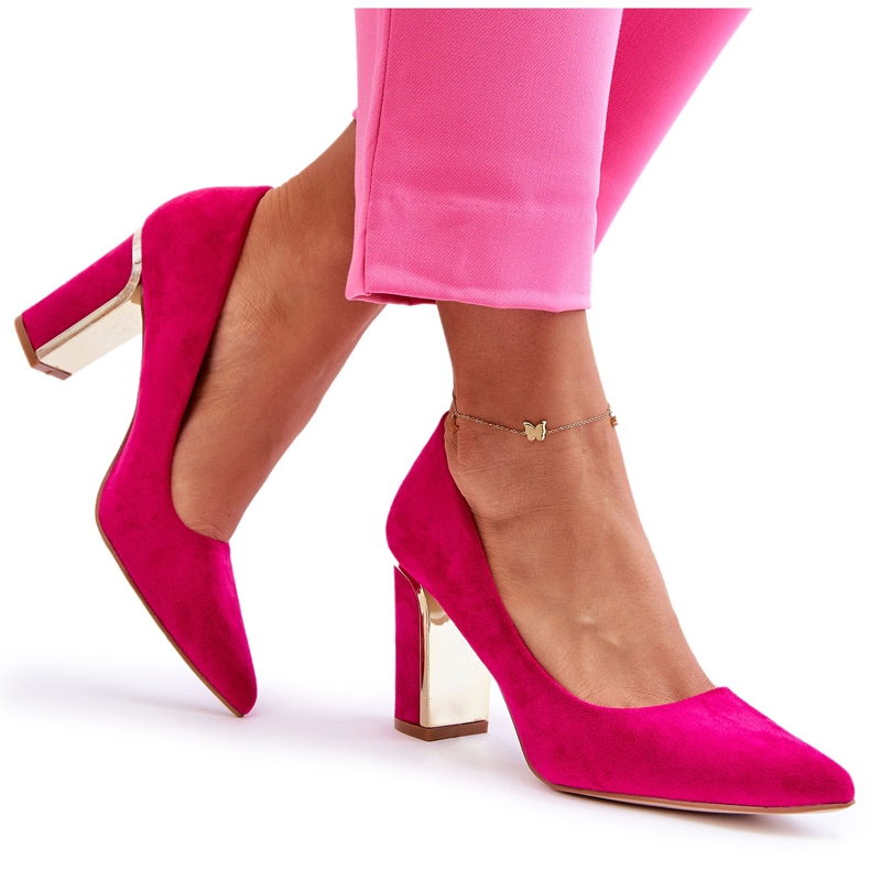 Décolleté con tacco alto in camoscio classico Fucsia Elizabeth rosa