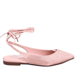 Ballerine con tacco aperto in strass Vonda Nude rosa