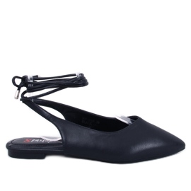 Ballerine stringate Jody Black con tacco aperto nero