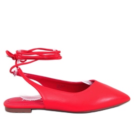 Jody Red ballerine tacco aperto con lacci rosso