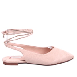 Ballerine stringate beige Pirson con tacco aperto