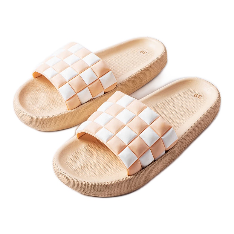 Ciabatte con plateau in gomma beige di Elin