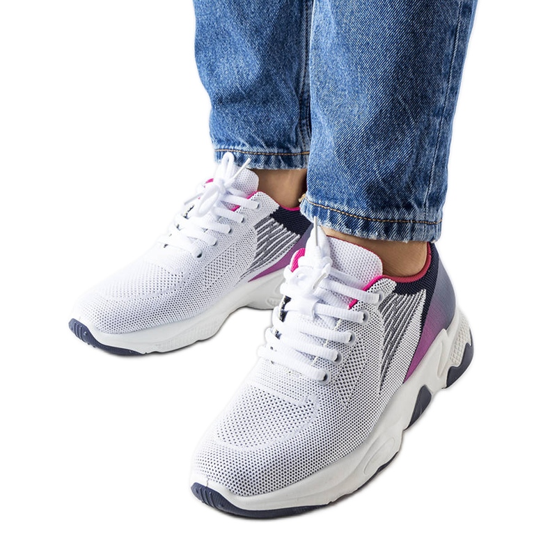 Sneakers sportive bianche e blu navy di Galatee bianca
