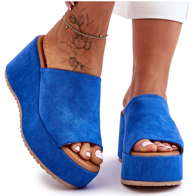 Ciabatte da donna blu Martina Chunky Platform