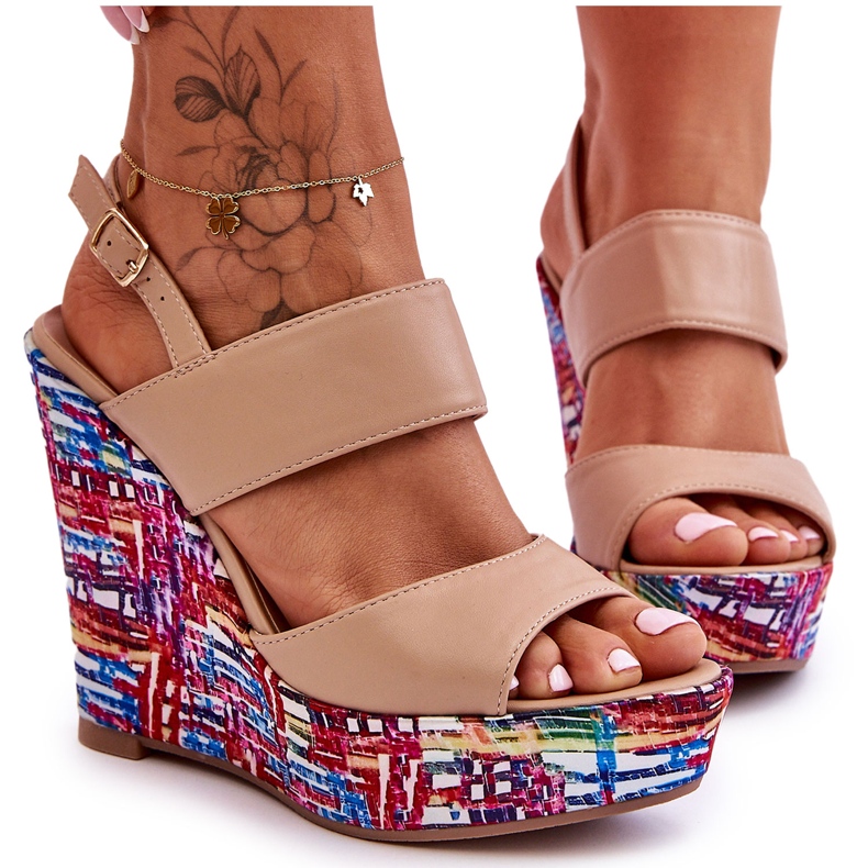 Calderia Sandali Con Zeppa Da Donna Beige