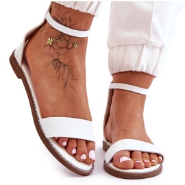 Sandali piatti in pelle con cerniera Bianco Millou