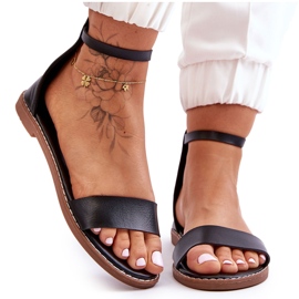 Millou Sandali con cerniera piatta in pelle nera nero