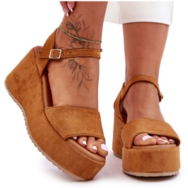 Sandali con zeppa Lydia in pelle scamosciata da donna marrone