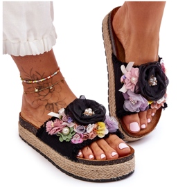 Materiale Pantofole Con Fiori Nessa Nera nero