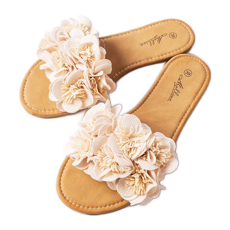 Pantofole beige con fiori di Alfrida