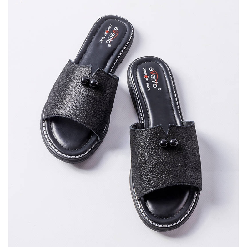 Sandali neri metallizzati con perle di Frederi nero